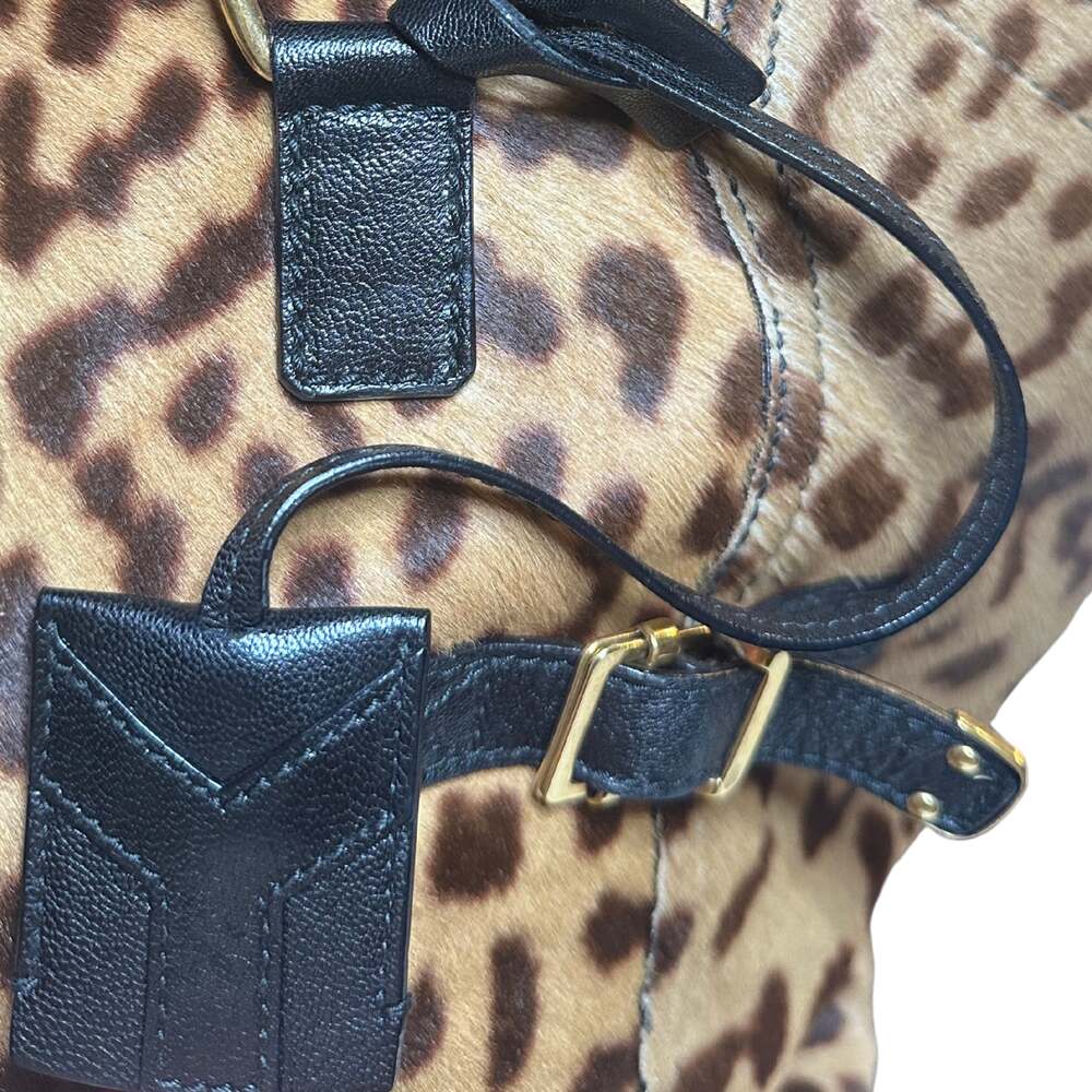 Yves Saint Laurent Rive Gauche Leopard Printed Pony Hair Downtown Tote - Picture 7 of 10